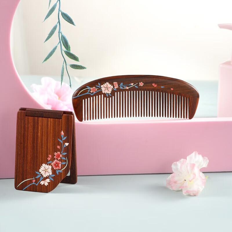 Brązowy zestaw drewnianych grzebieni do masażu włosów Mujiang