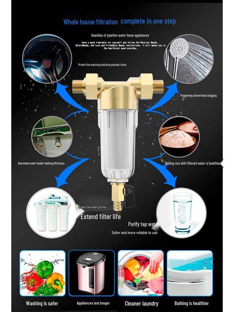 Universal Pre-filter Water Purifier with Central Backwash for Household Use