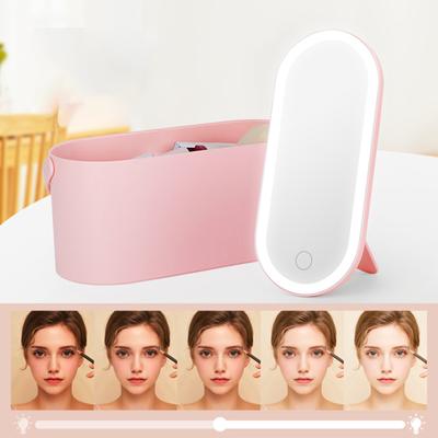 LED-Kosmetikspiegel mit Licht und Aufbewahrung Schminkspiegel Outdoor Reise Aufbewahrungsbox Spiegel