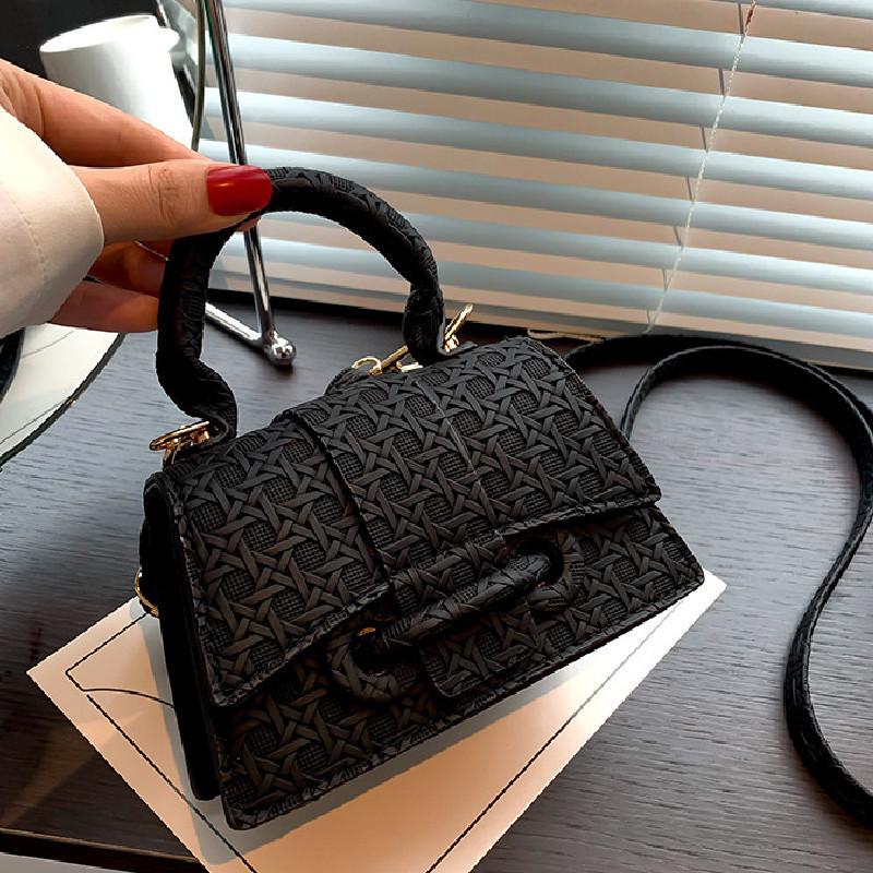 New Style Women's Small Square Bag Embossed Solid Color Shoulder Bag