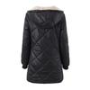 Manteau matelassé en coton à capuche mi-long pour femme, Veste extérieure imperméable brillante doublée de polaire, Parka chaude à motif losanges géométriques pour l'automne et l'hiver