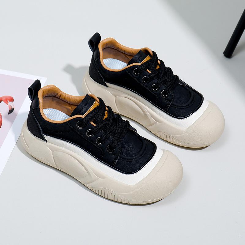 

Белые туфли модные весенние новые платформы увеличивающие рост дышащие повседневные туфли для студентов 40 чёрный