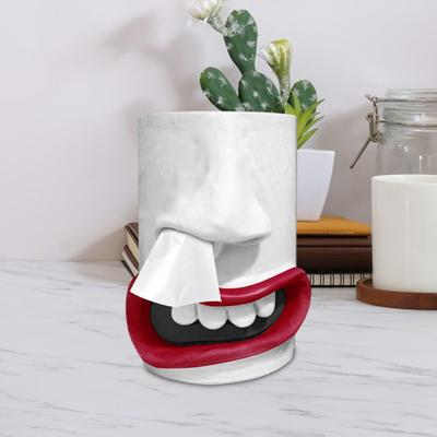 Funny Face Tissue Holder Resin Handmade Nose Mouth Tissue Dispenser Tabletop Toilet Paper