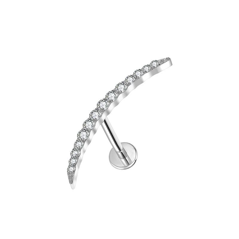 Hot Sale Body Jewelry: Titanium Labret Flatback Tragus Earring Stud Internal Thread Zircon Rings
