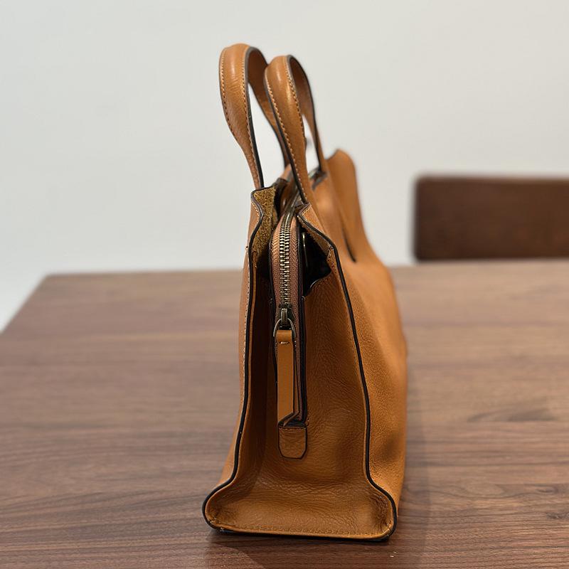 2025 Spring Casual Women's Genuine Leather Tote: Versatile Cowhide Shoulder/Crossbody Handbag
