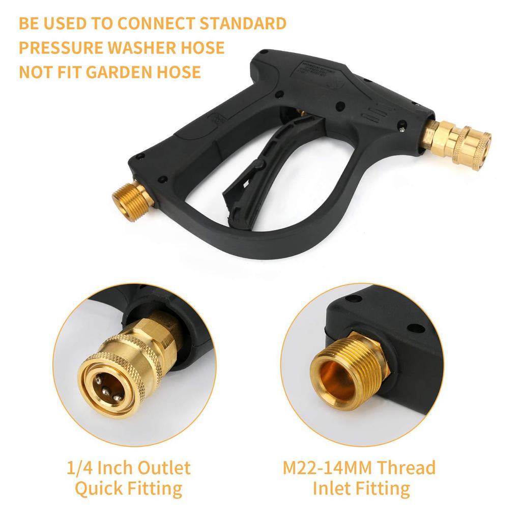High-Pressure Car Wash Set with Pure Copper Gun & 5 Nozzle Colors - M22 Alloy Water Gun Head