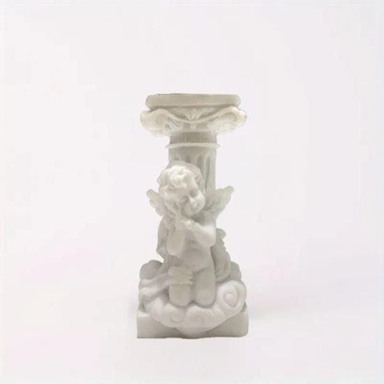 Crystal Ball Stand Resin Ornament Retro Roman Column with Angel Relief Decorative Display