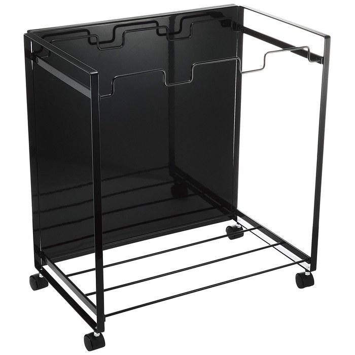 Yamazaki Concealed Trash Wagon 3-Compartment Black Approx. W51.5xD32xH55cm Tower with Handle & Casters 4333