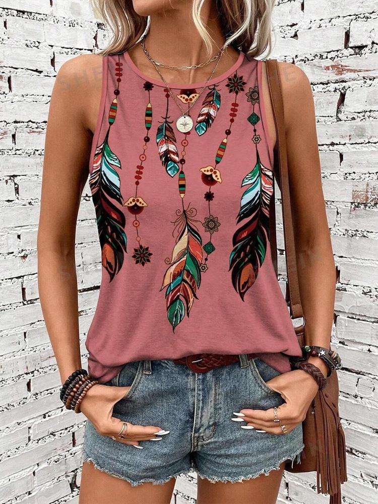 Outdoor Street Fashion Women's Sleeveless T-shirt Summer Casual Daily Crew Neck Tank Top Leopard Print Women's Elegant Tank Top