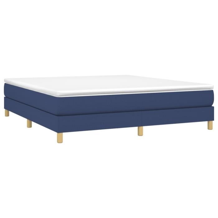3144189 vidaXL Lit à sommier tapissier avec matelas Bleu 160x200 cm Tissu