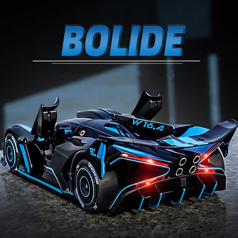 Modellino Auto Sportiva in Lega Bugatti Bolide 1/24 Diecasts & Veicoli Giocattolo Modello Auto Concettuale in Metallo Simulazione Suono Luce Regalo per Bambini