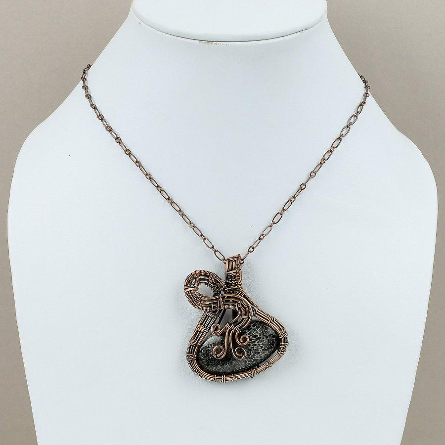 Stingray Coral Handmade Copper Wire Wrap Jewelry Pendant 2.17" l5g86