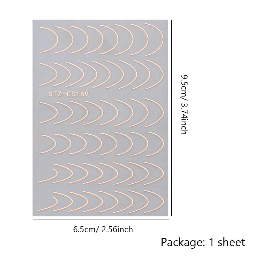 Černé bílé zlato Růžové zlato Francouzské umělé kovové linky Samolepky na nehty DIY Design na nehty Dekorace na nehty