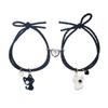 Magnet Iubire Pisică Albă și Neagră Desen Animat, Brățară de Cuplu și Elastic de Păr, Bijuterii Unisex cu Dublă Funcție