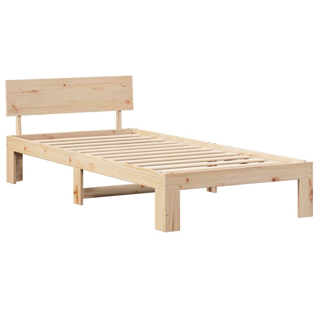 Natural Pine Wood Bed Frame with Headboard 75 X 190 Cm