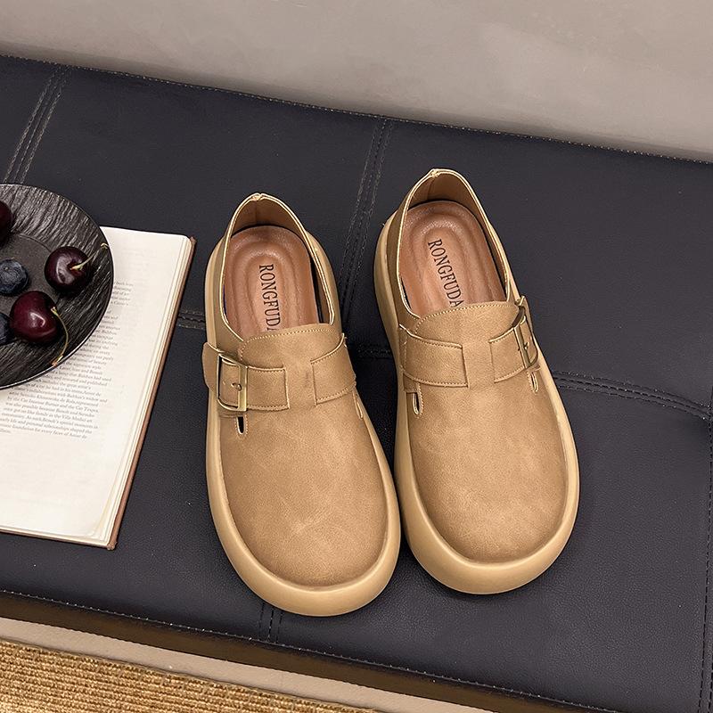 Retro Flat-bottomed Bag Head Boken Shoes for Women's 2025 Spring New French Versatile Lazy People Wear Half Slippers with One Foot