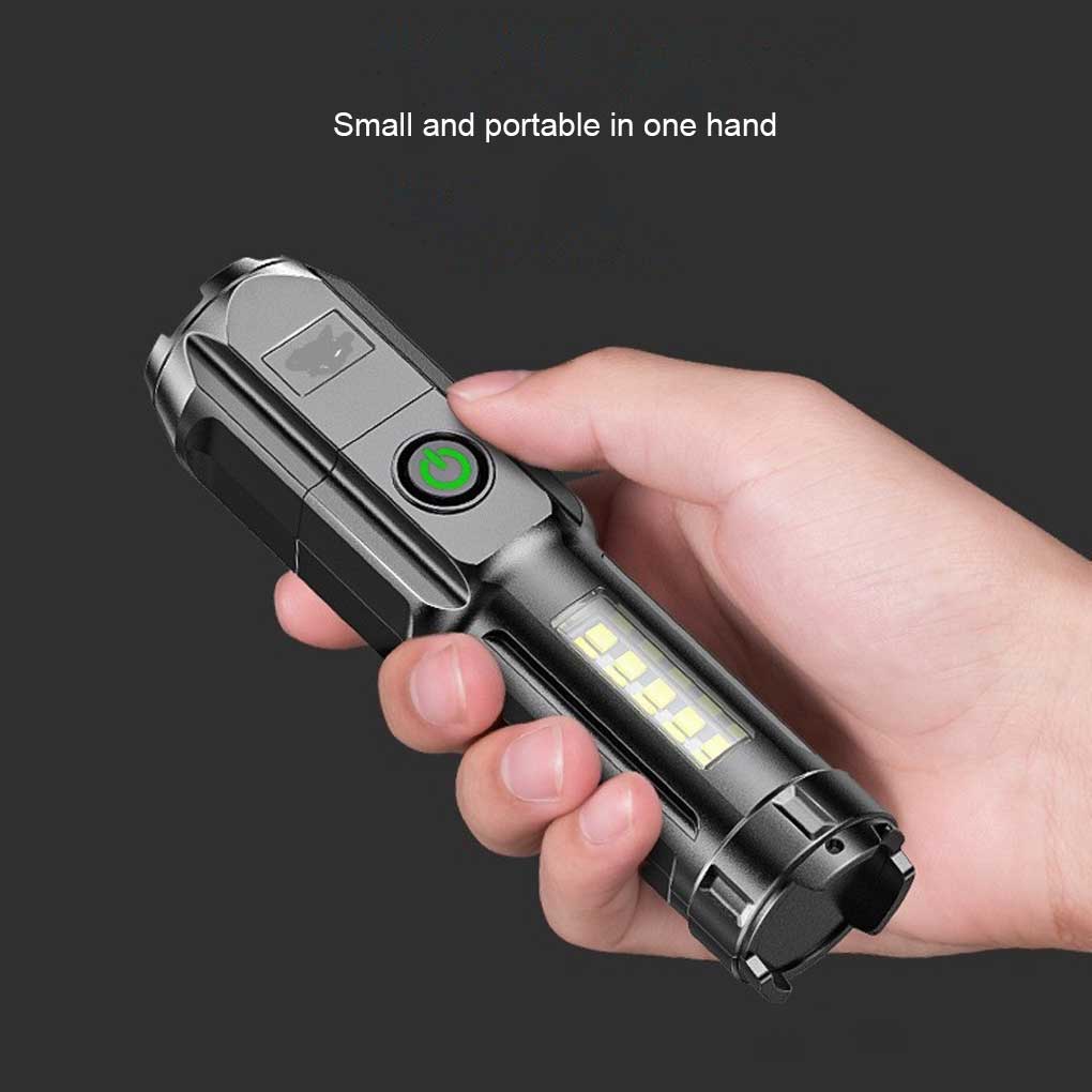 Portable Flashlight 4 Gears Brightness Torch with Side Light Night Work Lamp Camping Lantern Emergency for Outdoor