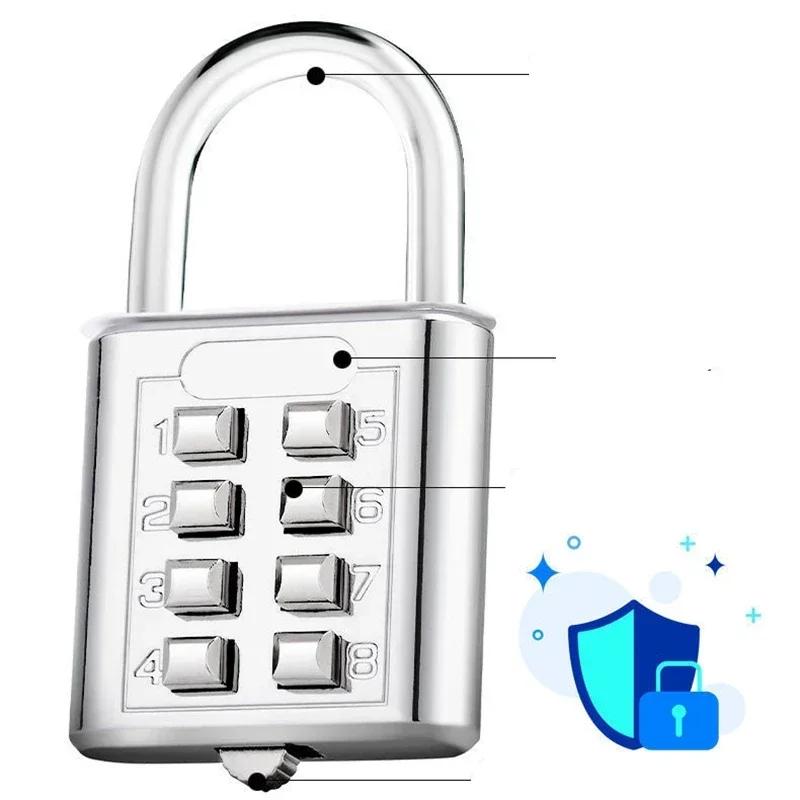 8 Digits Password Code Outdoor Combination Padlock Waterproof Zinc Alloy Suitcase Travel Luggage Anti-thieft Keyed Smart Lock