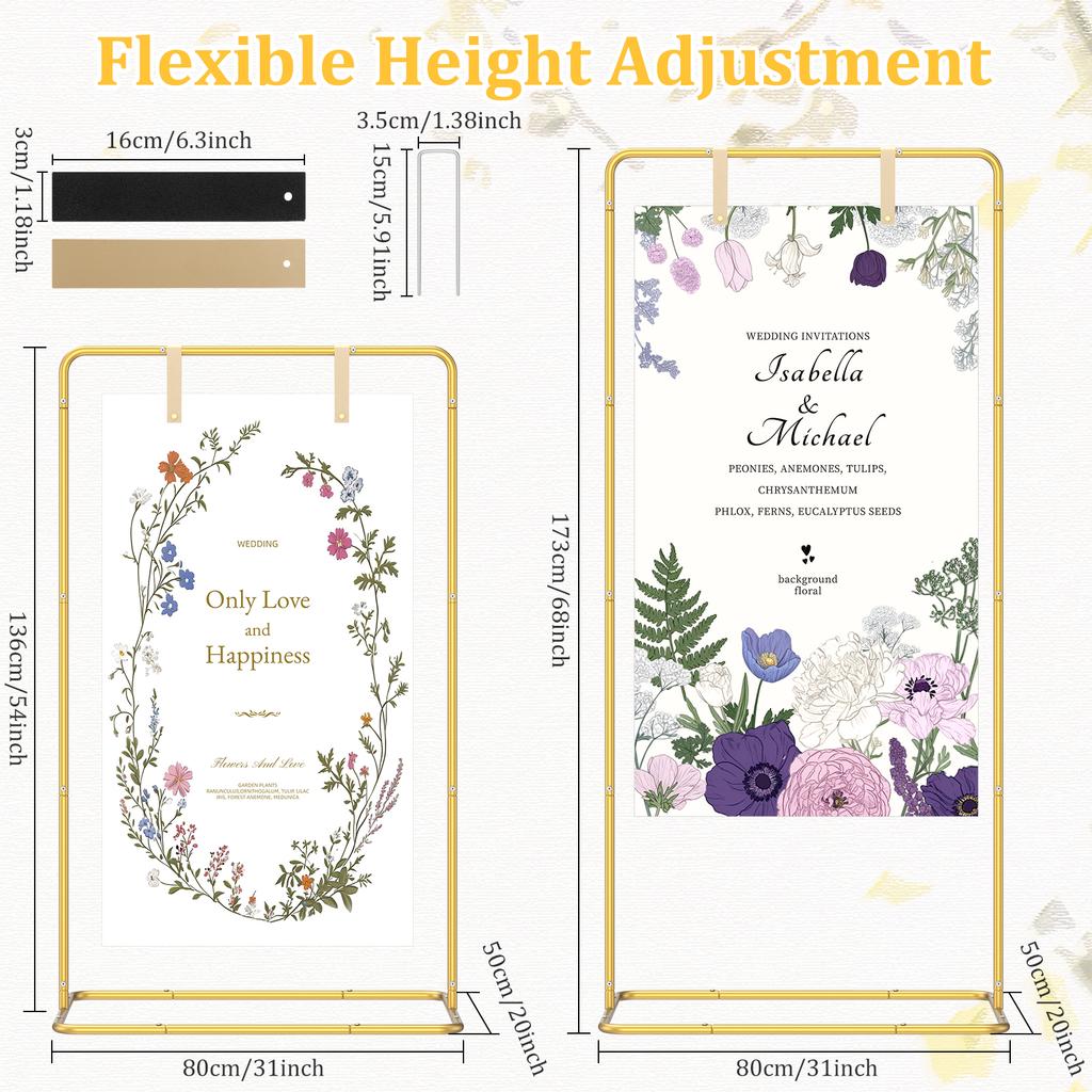 31.5x68.11/53.5 inch Poster Stand Adjustable Wedding Sign Holder Welcome Sign Stand Wedding Entrance Sign Decorative for Party