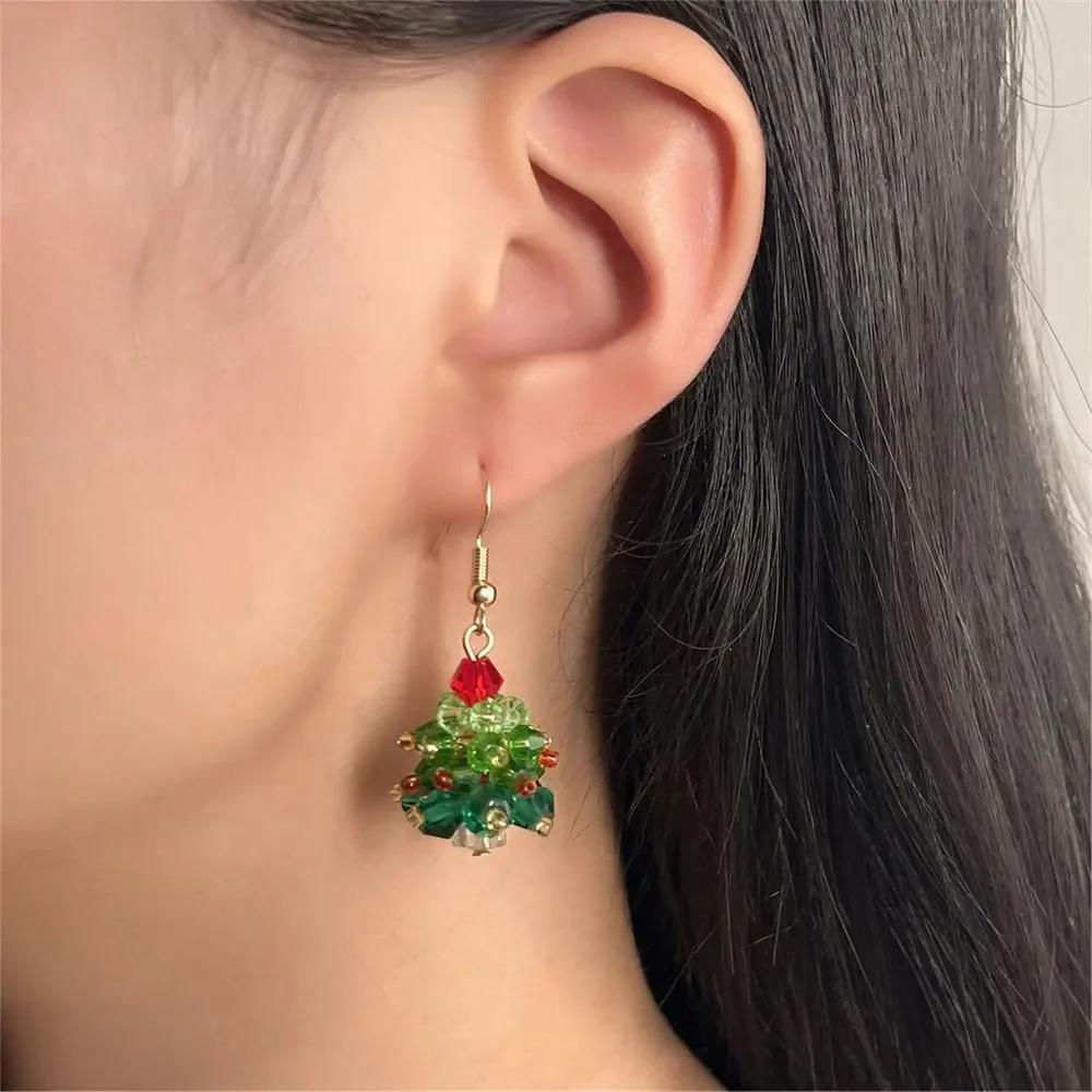 1/2/4pcs Colorful Christmas Tree Shaped Decorative Pendants, DIY Earrings, Christmas,Valentine's Day Gift Decoration Accessories