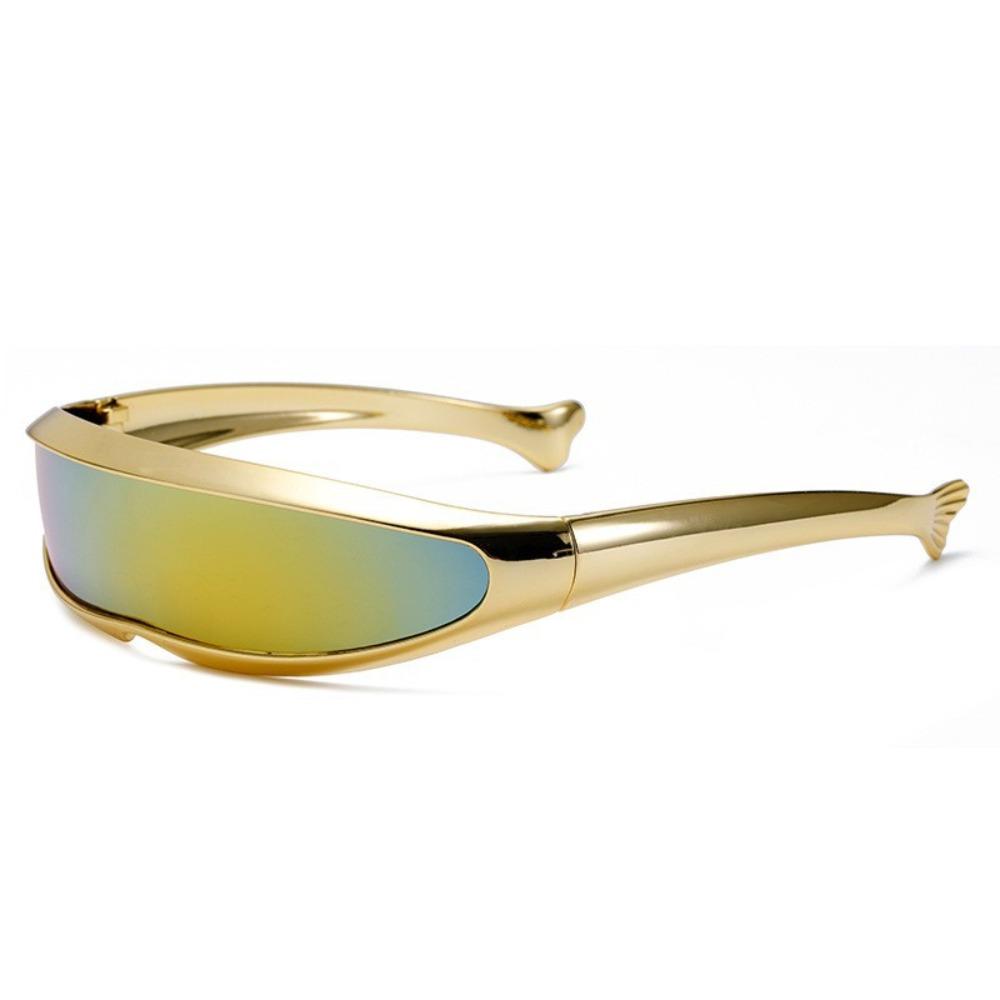 Electroplated Blocking Sunglasses One-piece Mirror Steampunk Sunglasses Vintage Women Eyeglass  Men