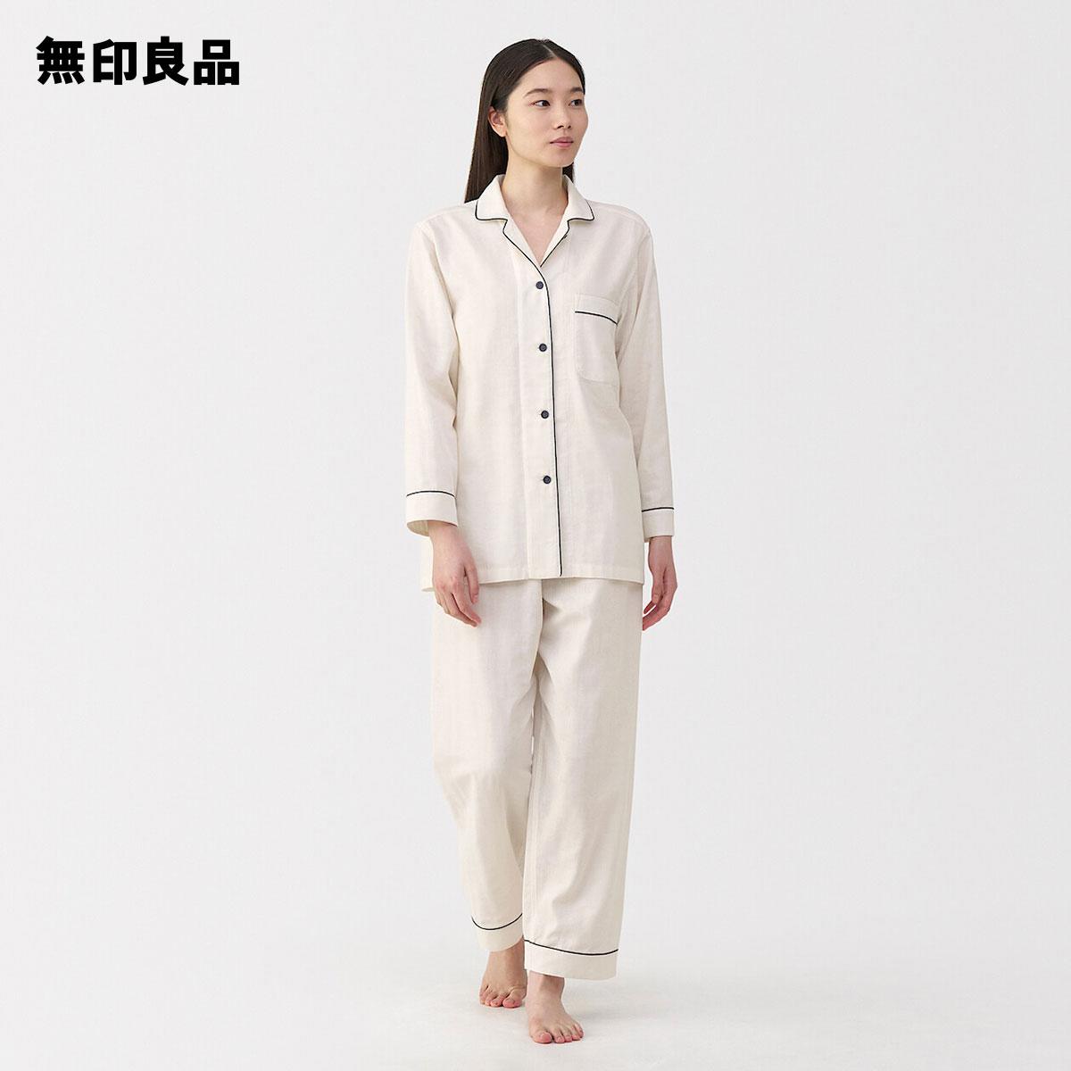 Womens Seamless Double Gauze Long Sleeve Pajamas