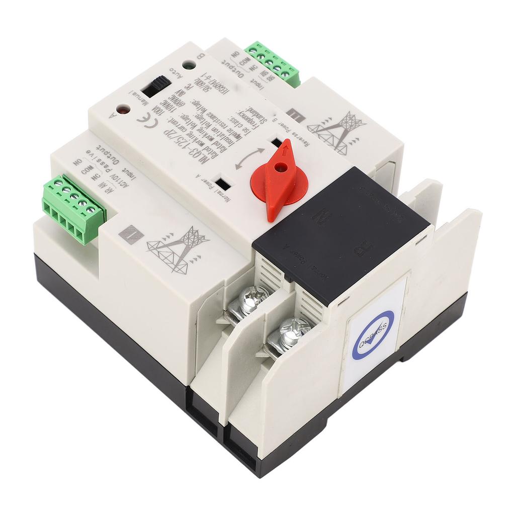 AC110V 100A Dual Power Automatic Transfer Switch 35mm Rail Mounting 2P ATS Generator Transfer Change
