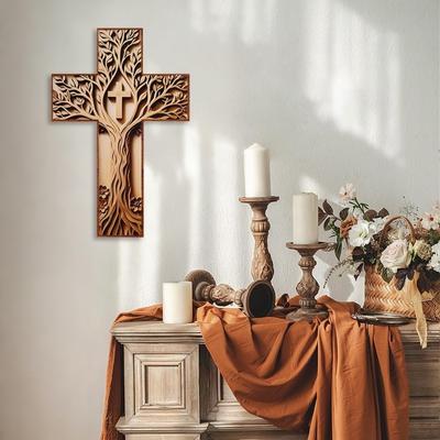 Baptism Gifts Wooden Wooden Cross 3D Design Hanging Plaque Wall Cross Handcrafted Cross Wall Decor Church Decor