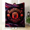 The Pattern Features a Manchester United Logo with Swirling Vibrant Colors. for All Seasons Blanket Lunch Break Throw Gift