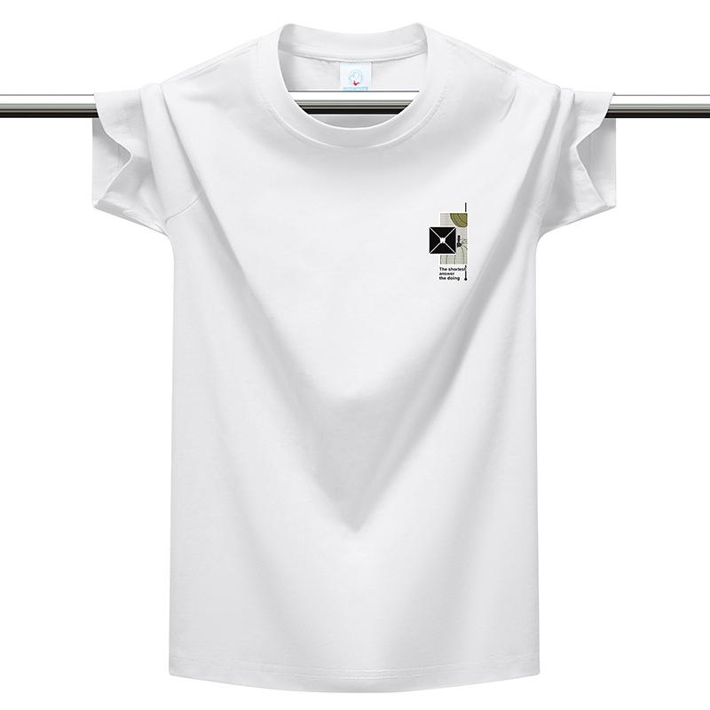 Plus Size Multi-color Men's Short Sleeve T-Shirt Heavyweight Cotton Casual Round Neck Tee