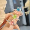 Fashion Light Luxury Pigeon Egg Ice Flower Cut Ice Sea Blue Ring Simple Paparacha High Carbon Diamond Apple Green Ring Women