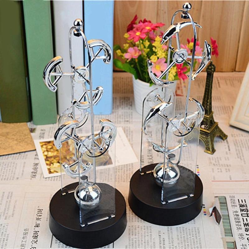 Metal and Plastic Double-Swinging Chaotic Desk Sculpture Electric Forever Motion Toy Balance Pendulum Balls
