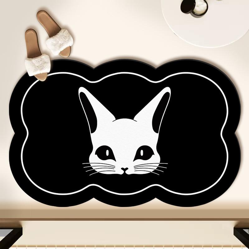 Small Fresh Black Technology Soft Diatom Mud Absorbent Mat Bathroom Non-slip Mat Bathroom Door Quick Dry Mat Bathroom