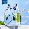 LOVWISH Cartoon Glass Breakfast Mug with Lid