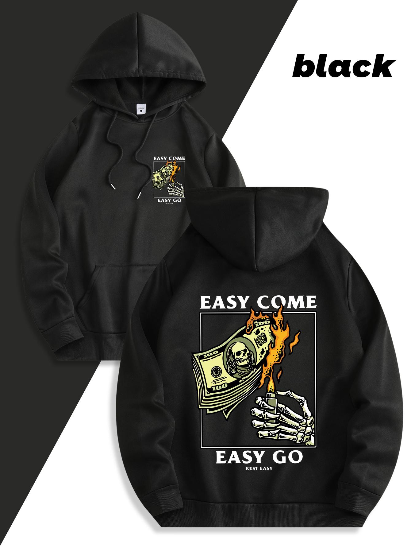 

Trendy Autumn Winter Hoodie Casual Daily Hooded Sweatshirt with Skull Money Pattern Print Great Gift for Youngsters 3XL