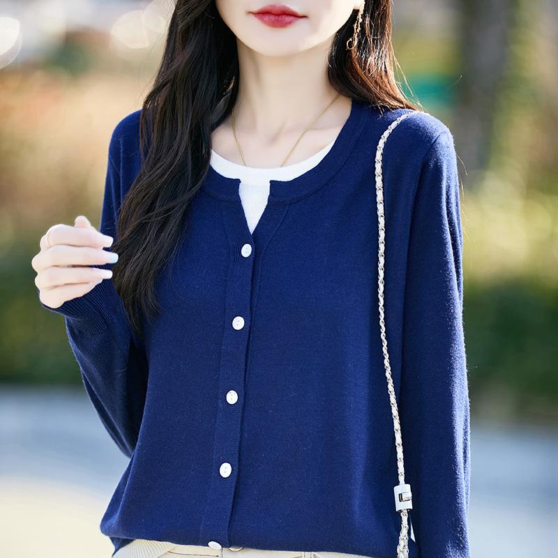 Women's Lightweight 50% Wool 50% Mulberry Silk Cardigan - 4-Season Versatile Knitwear for All-Year Comfort & Style