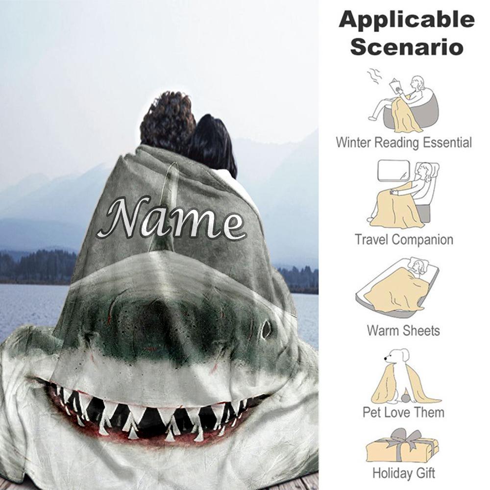 Shark78 Personalized Text Blanket Cozy Personalized Blanket Warmthful Decor Versatile for Office Chair Seaside Home Decor Picnics for All Occasions