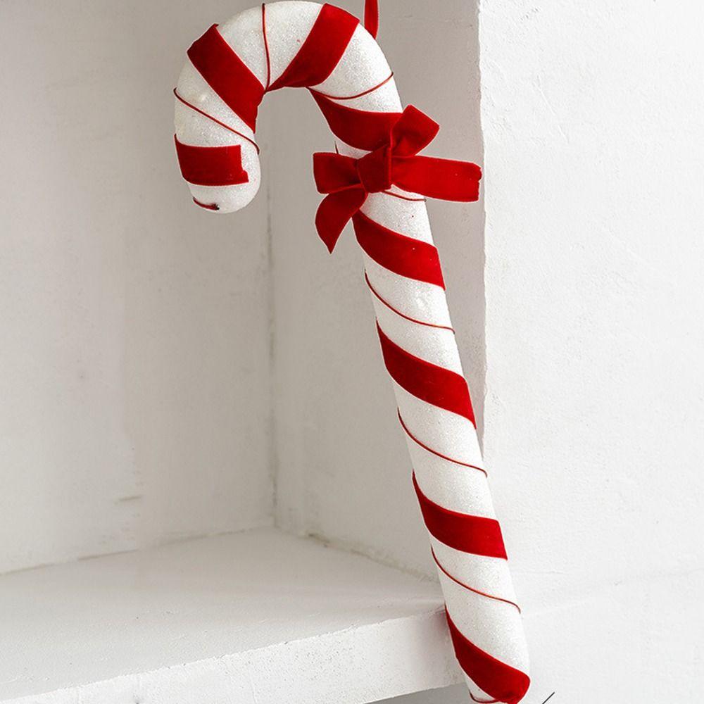 Weißer und roter Zuckerstangen-Hängeschmuck Schaum Samt Weihnachtsbaumschmuck Heimdekoration