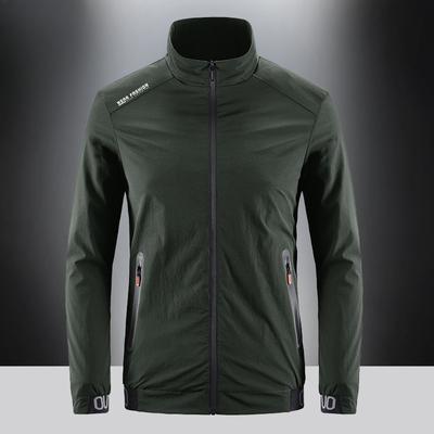 Herrenjacke Frühling und Herbst Winddicht Elastische Jacke Herren Sport Trenchcoat Lässig Stehkragen Schnelltrocknend Atmungsaktiv Lockeres Oberteil