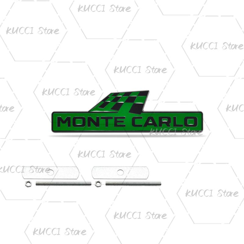 AAABV1 Alloy Metal Monte Carlo Racing Flag Grille Emblem Rear Trunk Badge Sticker For Skoda Fabia Octavia Kodiaq Superb VRS Kamiq Rapid