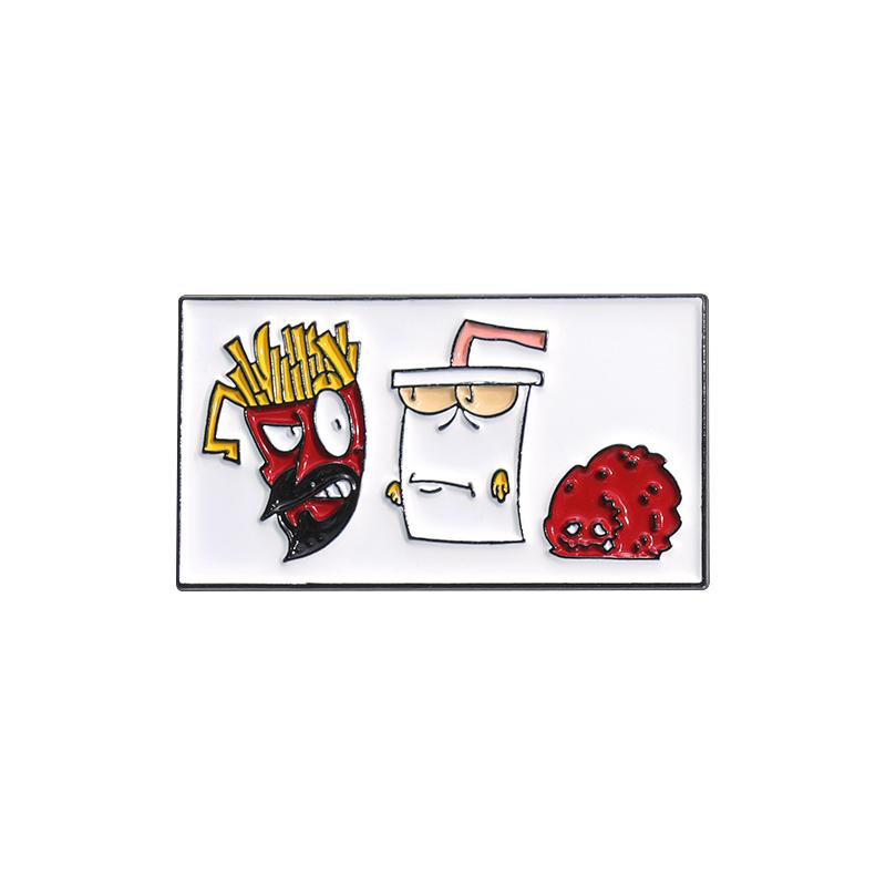 Fast Food Emaille-Pins Custom Animation Comedy Broschen Reversabzeichen Cartoon Lustiger Schmuck Geschenk für Kinder Freunde