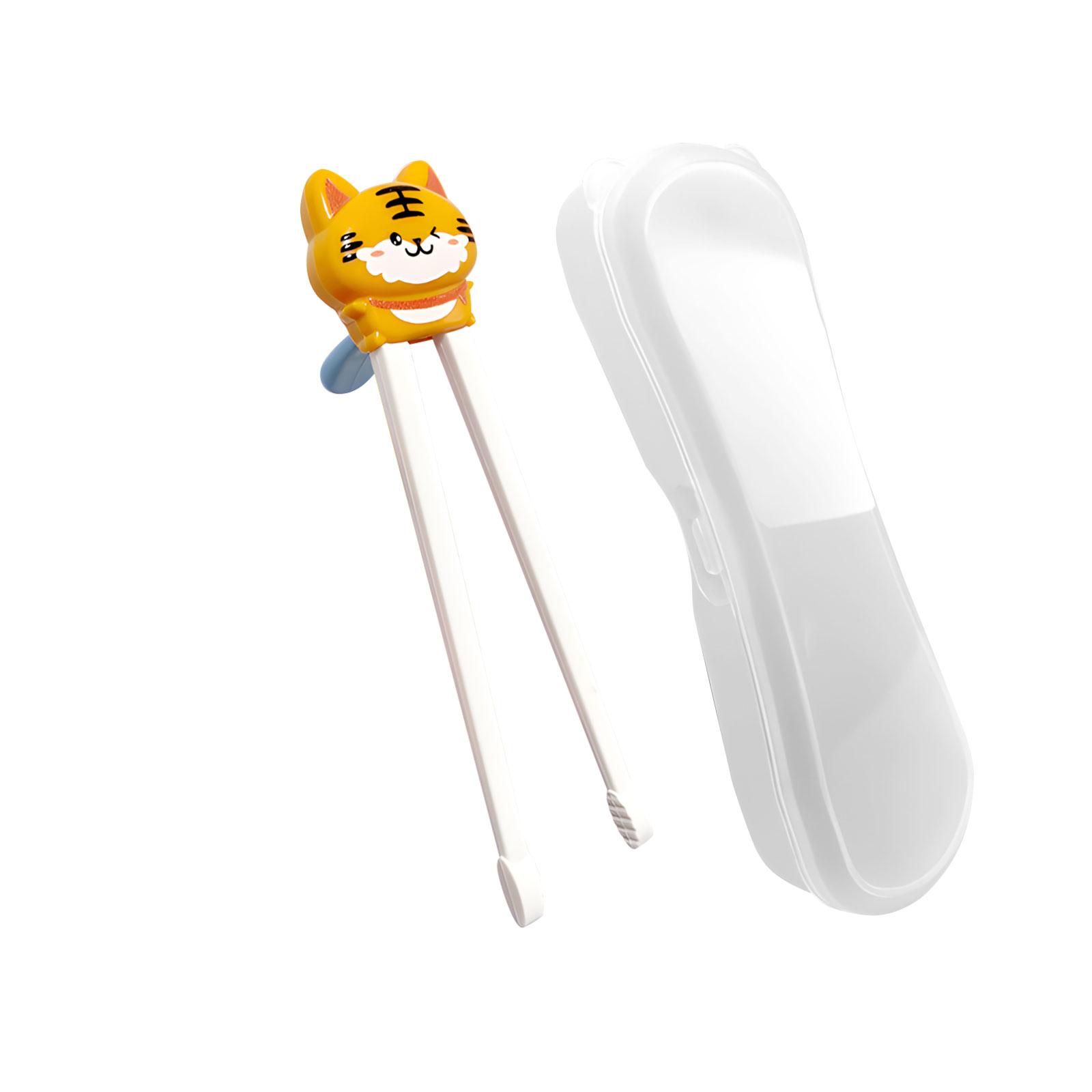 Eating Utensils Cartoon Animal Chopsticks With Sanitary Container For School Kids Training Tableware