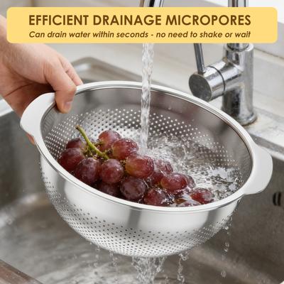 3Pcs Stainless Steel Drainage Basket Kitchen Vegetable Washing Basin Fruits Cleaning Strainer Food Strainer Basket Kitchen Tool