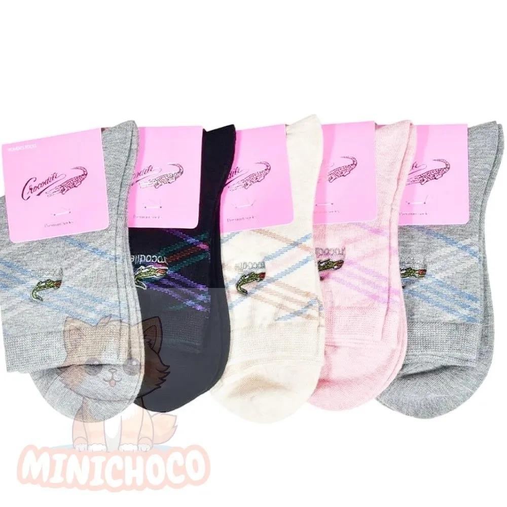 Mini Choco Women s Cotton Socks Mid-calf Socks Women s Socks Mid-calf Crocodile Embroidered Socks 24cm Random Shipping (5 Pairs)