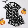 Women's Halloween Pajama Set with Short Sleeve Button Down Shirt and Shorts