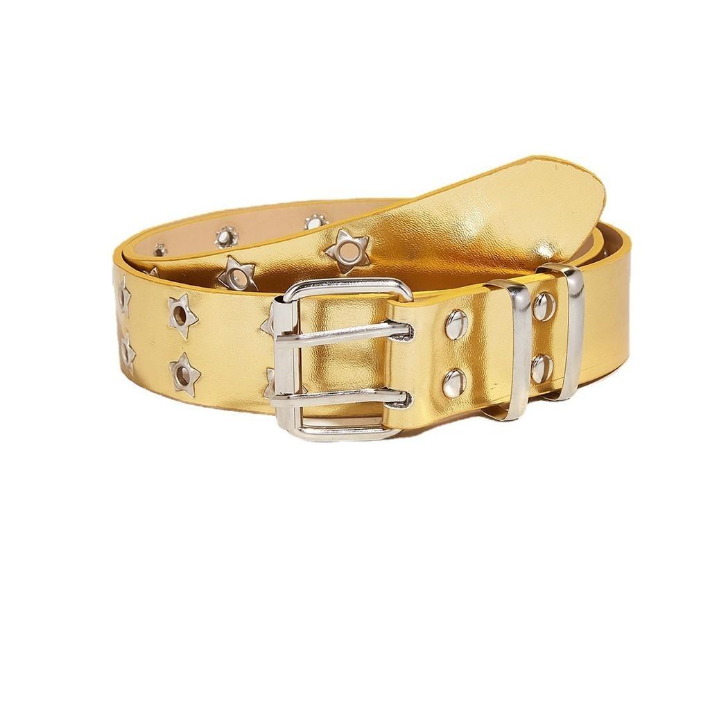 Trendy Star Double Row Buckle Belt With Hollow Punk Design In Various Colors For Spring 2023