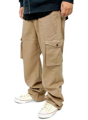 HLEMMUSEUM Weite Denim Cargohose mit elastischer Größe Beige Herren Taille, 4L, (Chino)