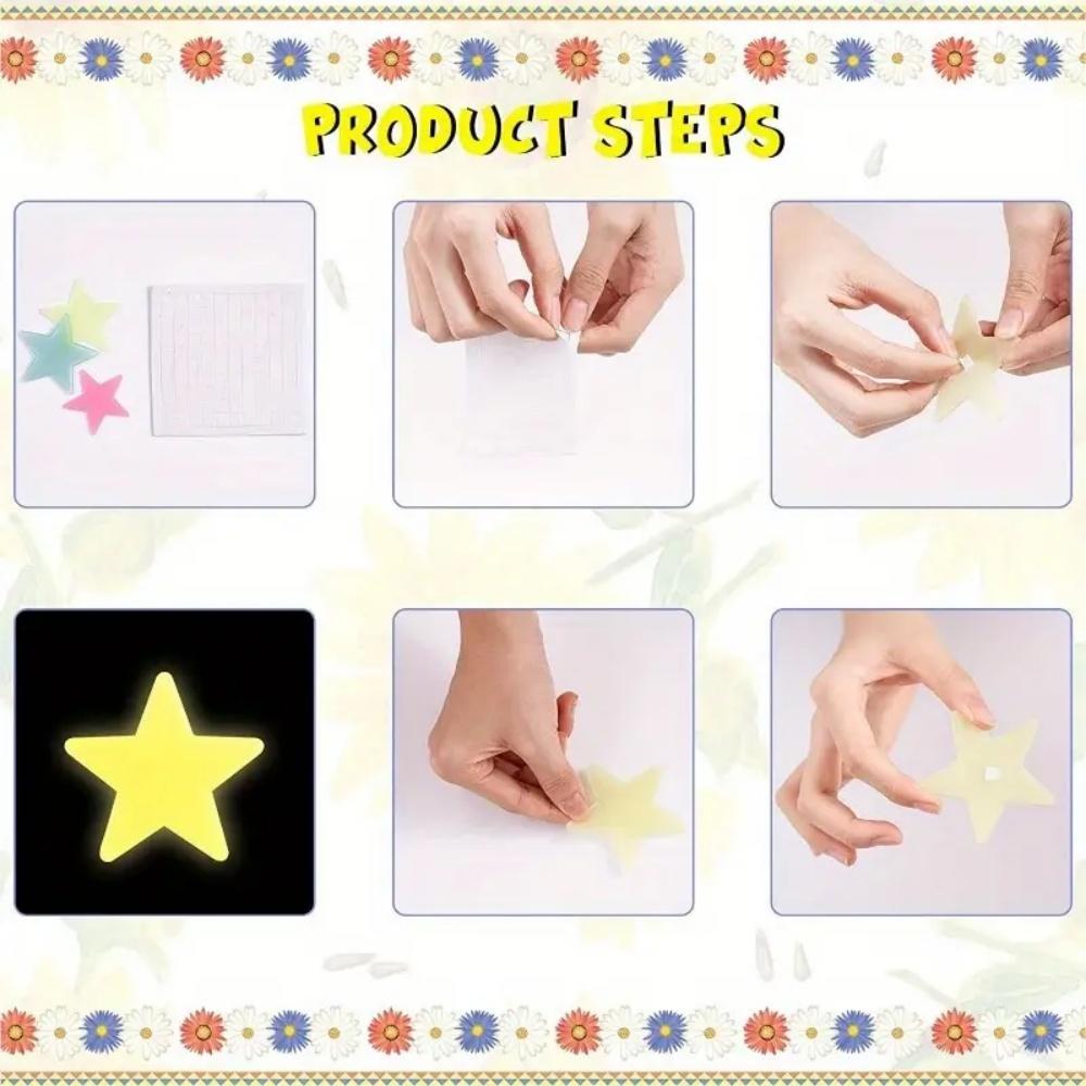 3D Star and Moon Energy Storage Fluorescent Glow In the dark Luminous on Wall Stickers for Kids Room living room Deca