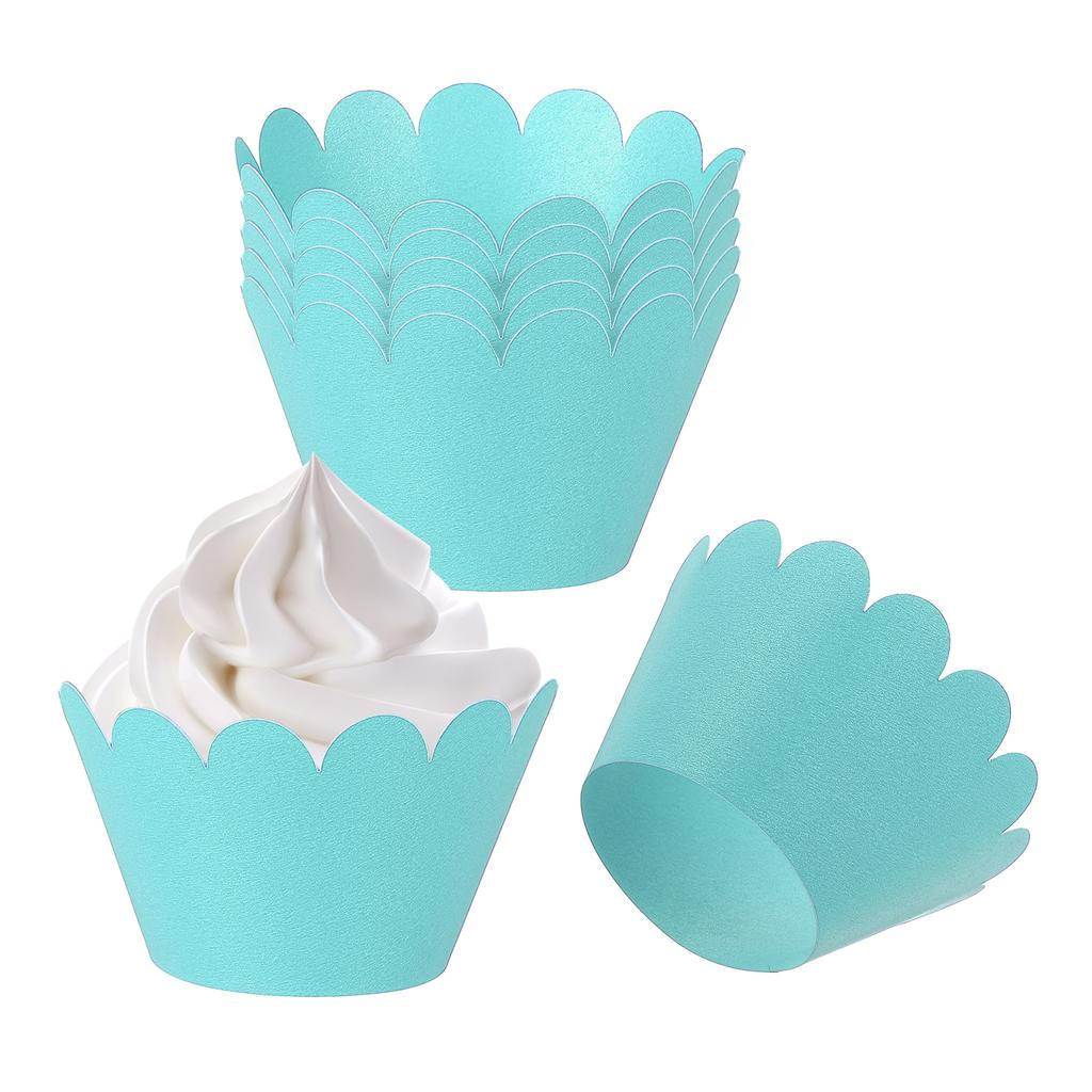 50pcs Baking Cupcake Wrapper Wraps Cake Box Baking Cups Standard Wave Decoration for Anniversary Birthday Weddings Parties