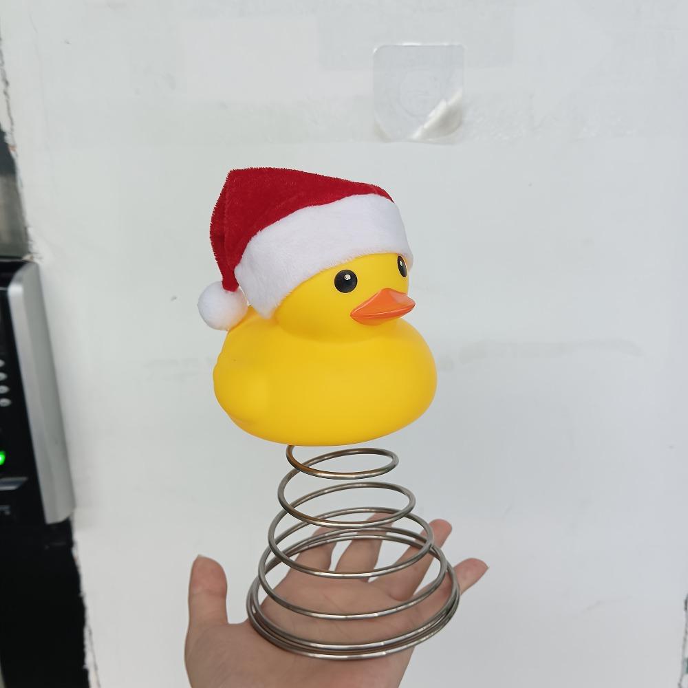 Christmas Tree Topper Decoration Cute Yellow Duck with Santa Hat Spring Christmas Home Ornament for Xmas Party